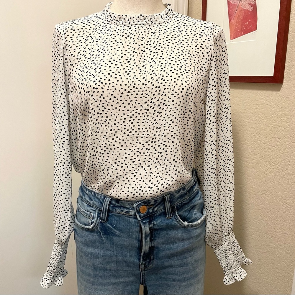 Polka Dot Long Sleeve Blouse